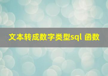 文本转成数字类型sql 函数